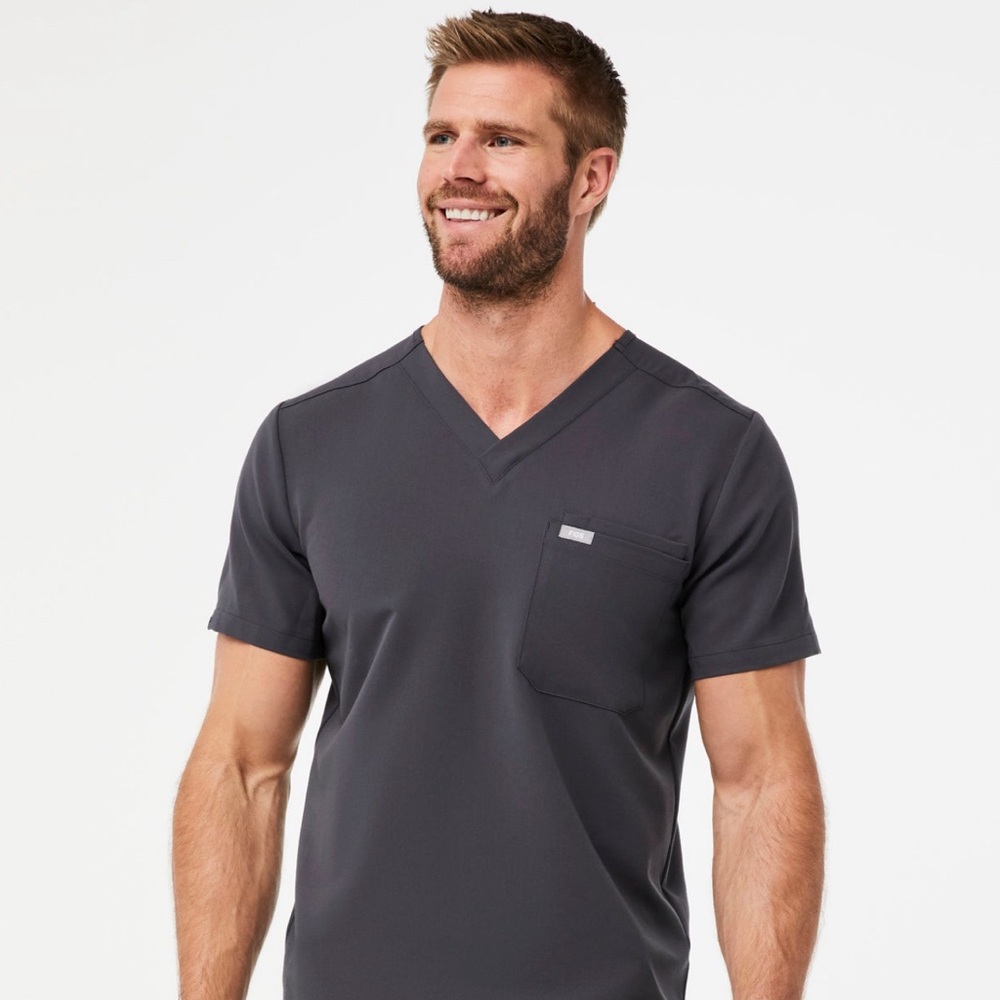 Mens Figs Scrub Top in Charcoal